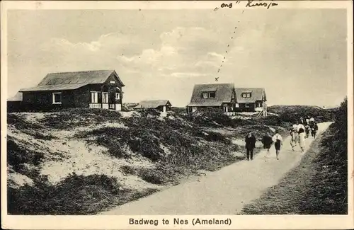 Ak Nes Ameland Friesland Niederlande, Badweg, Häuser