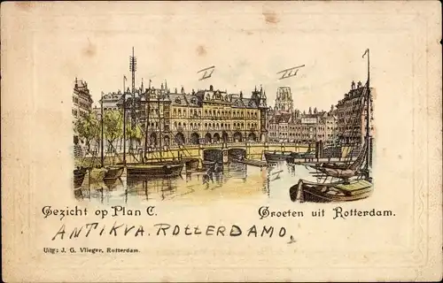 Passepartout Litho Rotterdam Südholland Niederlande, Gezicht op Plan C.