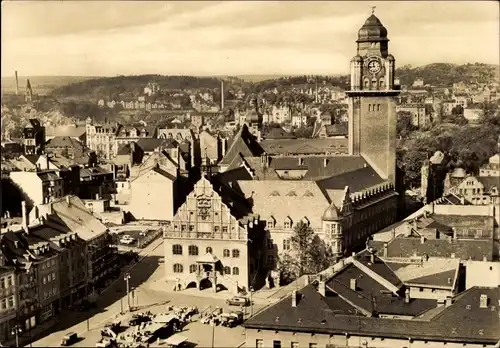 Ak Plauen im Vogtland, Teilansicht, Rathaus