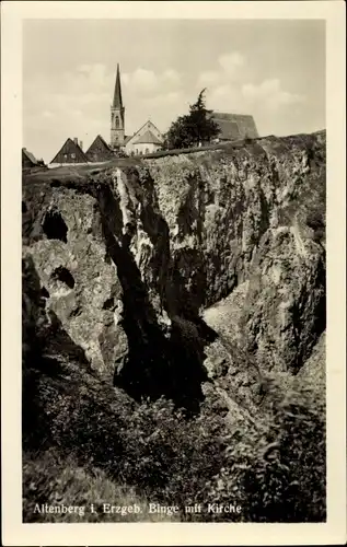 Ak Altenberg Erzgebirge, Binge mit Kirche