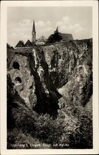 Ak Altenberg Erzgebirge, Binge mit Kirche