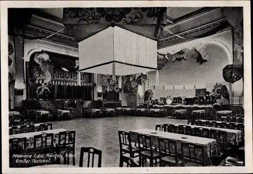 Ak Meerane in Sachsen, Innenansicht Härtels Hotel, Großer Festsaal