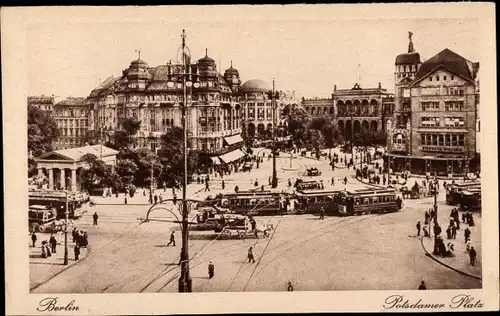 Ak Berlin Tiergarten, Potsdamer Platz, Straßenbahn