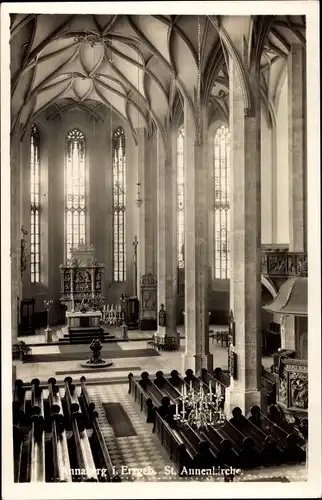 Ak Annaberg Buchholz Erzgebirge, St. Annenkirche, Altar, Bänke, Kanzel