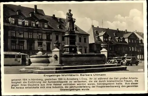 Ak Annaberg Buchholz, Erzgebirgswohltäterin Barbara Uttmann, Denkmal