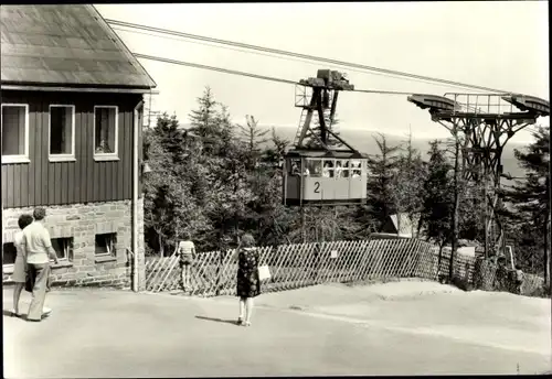 Ak Oberwiesenthal im Erzgebirge, Bergstation an der Schwebebahn auf dem Fichtelberg