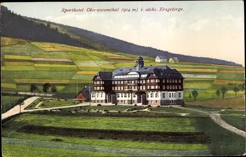 Ak Oberwiesenthal im Erzgebirge Sachsen, Blick auf das Sporthotel