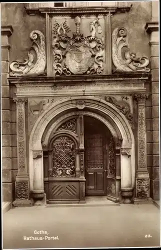 Ak Gotha in Thüringen, Rathaus Portal