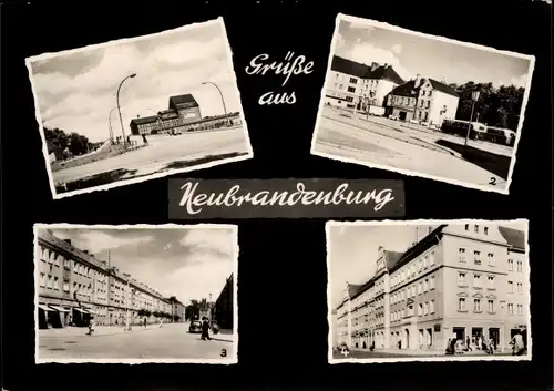 Ak Neubrandenburg in Mecklenburg, Brücke 10. Jahrestag, Busbahnhof, Straße der DSF, E.-Thälmann-Str.