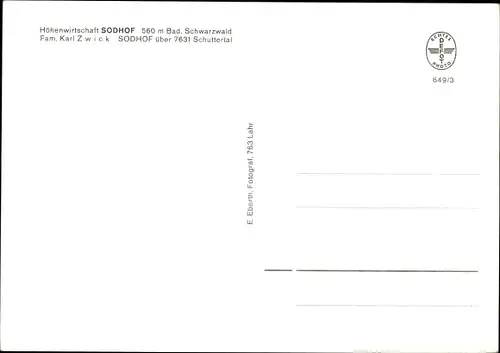 Ak Schuttertal im Schwarzwald, Höhenwirtschaft Sodhof