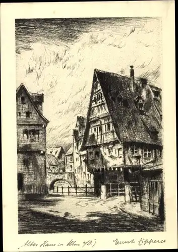 Künstler Ak Zipperer, Ernst, Ulm an der Donau, Altes Haus, Tor