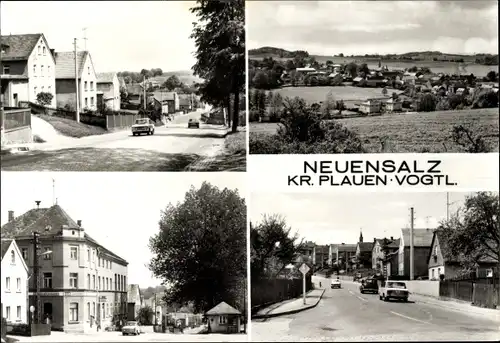 Ak Neuensalz im Vogtland, Panorama, Straßenpartien