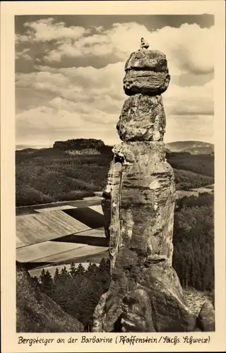 Ak Pfaffendorf Königstein an der Elbe Sächsische Schweiz, Bergsteiger an der Barbarine