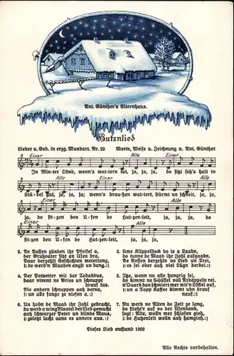 Lied Ak Günther, Anton, Butznlied, Elternhaus im Winter, Erzgebirgische Mundart Nr 22