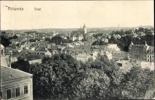 Ak Mittweida in Sachsen, Panoramablick über die Dächer der Stadt