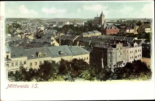 Ak Mittweida in Sachsen, Blick auf Stadt und Kirche