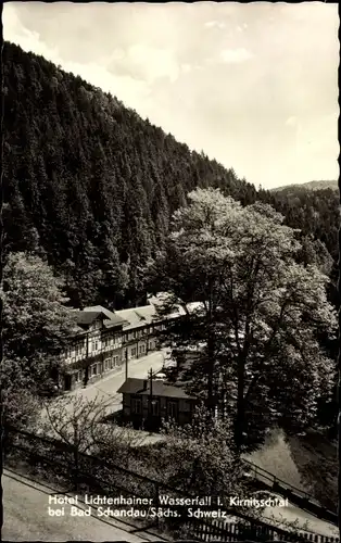 Ak Lichtenhain Sebnitz Sächsische Schweiz, Hotel Lichtenhainer Wasserfall im Kirnitzschtal