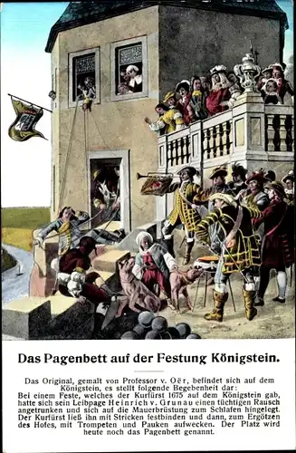 Ak Königstein an der Elbe Sächsische Schweiz, Das Pagenbett auf der Festung