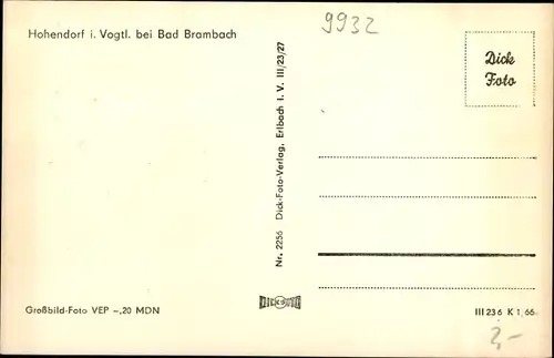 Ak Hohendorf Bad Brambach im Vogtland, Blick auf den Ort, Wald