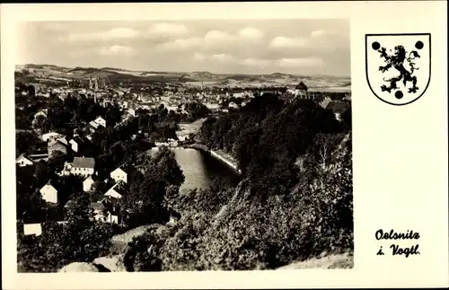 Ak Oelsnitz im Vogtland, Panorama, Wappen