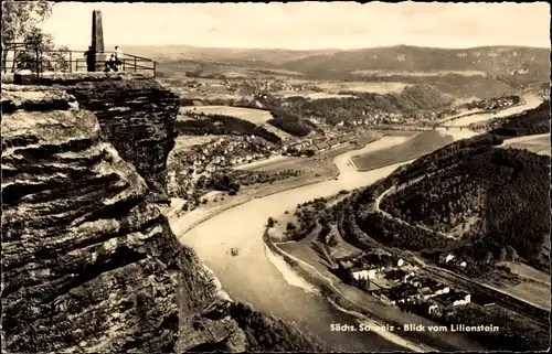 Ak Bad Schandau an der Elbe, Blick vom Lilienstein