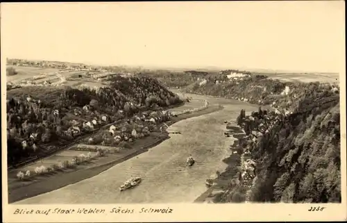 Ak Stadt Wehlen an der Elbe Sachsen, Blick auf Stadt und Elbe