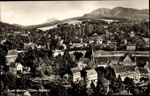 Ak Stadt Wehlen an der Elbe Sachsen, Ortsansicht mit Kirche