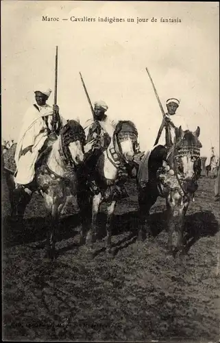 Ak Marokko, Cavaliers indigenes un jour de fantasia, Marokkanische Soldaten