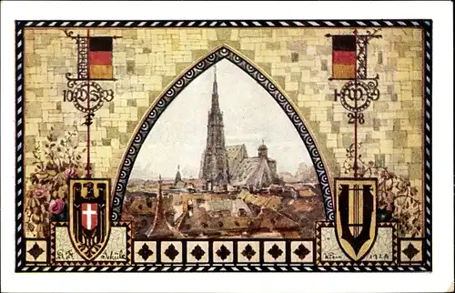 Wappen Ak Wien I, 10. Deutsches Sängerbundesfest 1928, Stefansdom