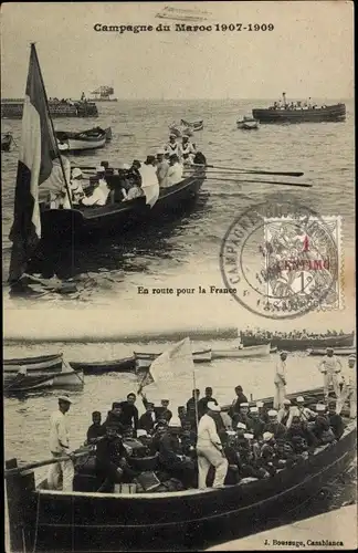 Ak Campagne du Maroc 1907-1909, En route pour la France