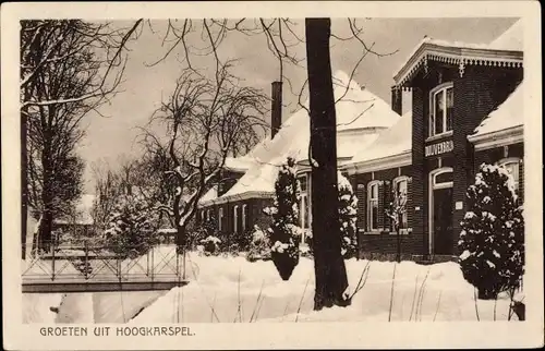 Ak Hoogkarspel Nordholland Niederlande, Dorfpartie im Winter
