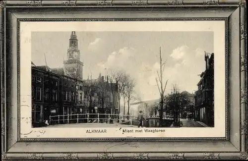 Passepartout Ak Alkmaar Nordholland Niederlande, Mient met Waagtoren