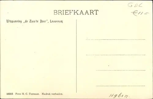 Ak Leuvenum Gelderland, Uitspanning de Zwarte Boer