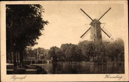 Ak Rijswijk Südholland Niederlande, Hoornbrug, Windmühle