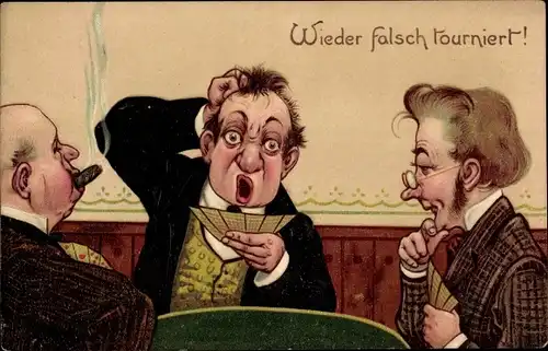 Präge Litho Kartenspieler, Wieder falsch tourniert
