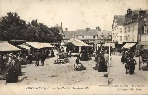 Ak Pont L'Évêque Oise, La Place de l'Hotel de Ville