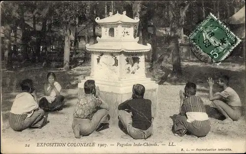 Ak Exposition Coloniale de 1907, Pagodon Indo-Chinois