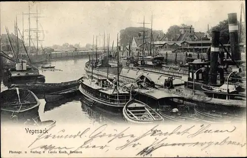 Ak Vegesack Hansestadt Bremen, Hafenpartie