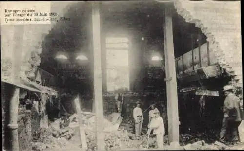 Ak Elbeuf Seine Maritime, Ravages causes par l'orage 1908, Bout du Gard