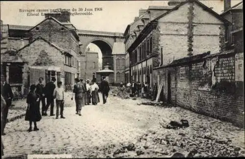 Ak Elbeuf Seine Maritime, Ravages causes par l'orage 1908, Sturmkatastrophe