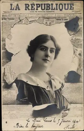 Zeitungs Ak La Republique, Portrait einer Frau