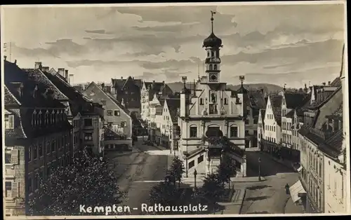Ak Kempten im Allgäu Schwaben, Rathausplatz