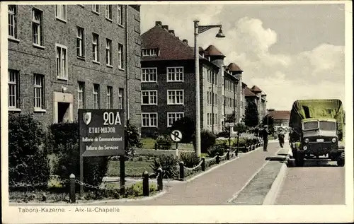Ak Aachen in Nordrhein Westfalen, Tabora Kaserne mit LKW