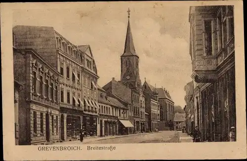 Ak Grevenbroich am Niederrhein, Breitestraße, Kirchturm