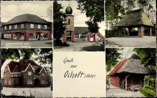 Ak Ocholt Howiek Westerstede im Kreis Ammerland, Ehrenmal, alte Wassermühle, Bahnhof, Handlung