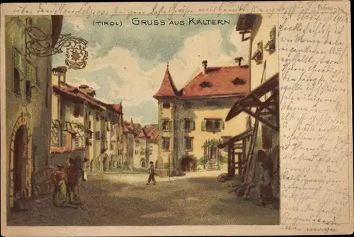 Litho Kaltern an der Weinstraße Caldaro sulla Strada del Vino Südtirol, Straßenpartie