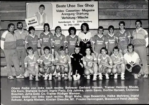 Ak Bundesliga Damenhandball Mannschaft TSV Jarplund Weding Saison 1985 86, Beate Uhse Reklame