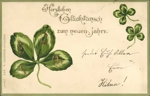 Präge Litho Glückwunsch Neujahr, Jahreszahl 1903, Kleeblätter