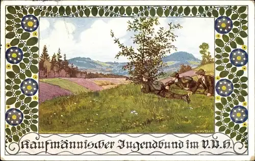 Künstler Ak Kutzer, Ernst, Kaufmännischer Jugendbund im VDH, Wanderer