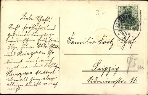 Präge Ak Glückwunsch Pfingsten, Landschaft, Maikäfer auf einem Zweig